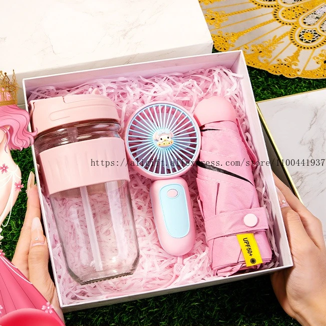 

Customized Festival Souvenir Umbrella Fan Set for Opening Ceremony Gifts Cup Umbrella Fan Set Employees Benefits Gifts