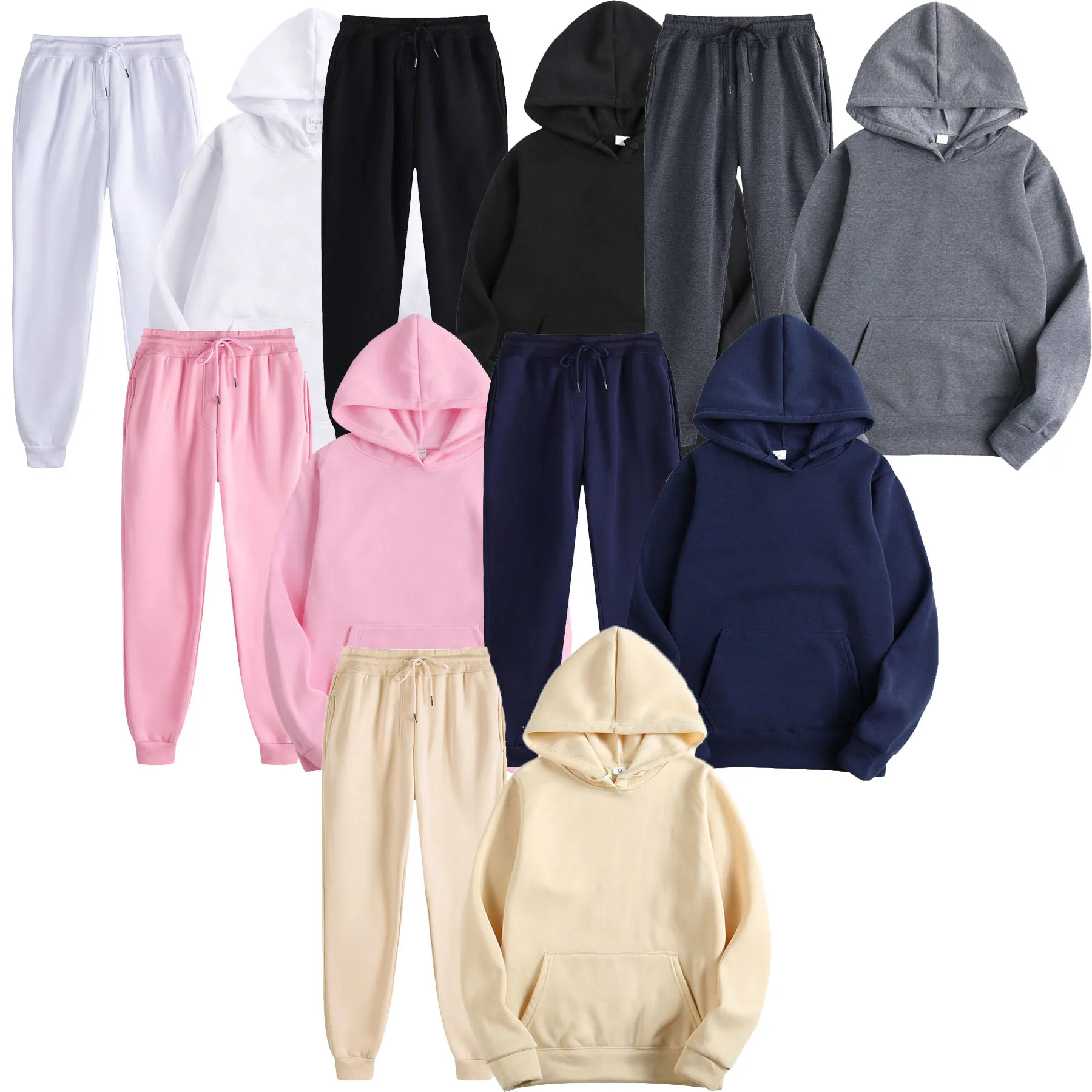 

Autumn And Winter Latest Plush Fashion Hoodie Set Casual Loose Hoodie And Long Pants Two Piece Set Men's Autumn And Winter Set