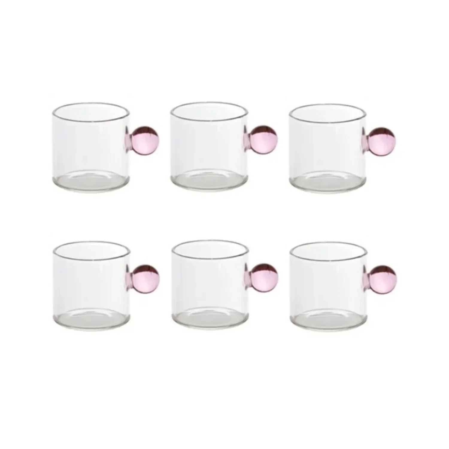 6PC Nordic Style  Coffee Cups Small Tea Cup Espresso Cup Heat Resistant Glass Teacups Bucket Table Decor 110ml Capacity