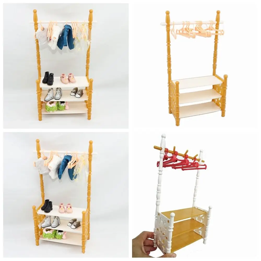 ตุ๊กตาหลากสีเสื้อผ้า Rack ตุ๊กตาอุปกรณ์เสริมเล่น House Miniature ตุ๊กตาแขวน Photo Props ตุ๊กตาพลาสติกเฟอร์นิเจอร์