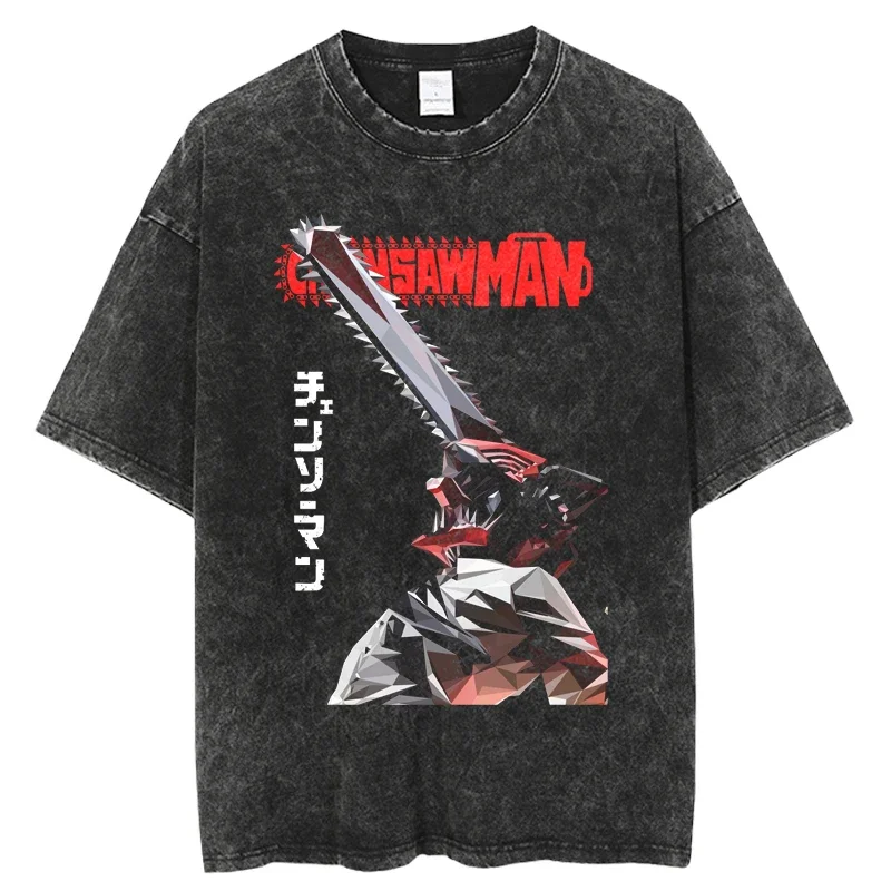 

Chainsaw Man Japanese Anime Print T Shirts Men Harajuku Short Sleeve Loose Washed T Shirt Oversize Loose Streetwear top