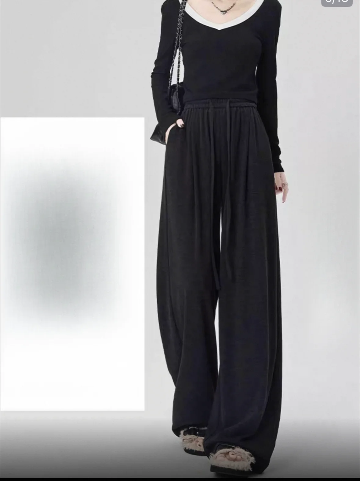 Pantalon à jambes larges Vintage pour femmes, imprimé de couleurs unies, rubans en velours d'automne, plis drapés, doux, Social, haute rue, rétro