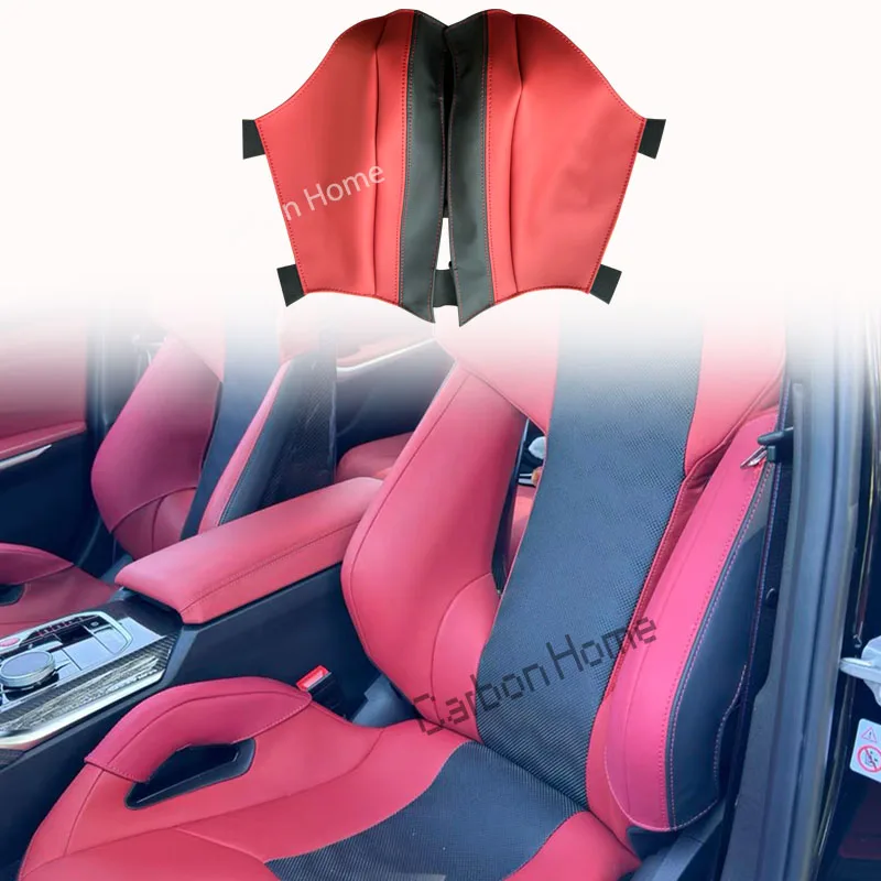 Fiona Red M Carbon Bucket Seat Side Waist Bolster Echtleder Schutzhülle für BMW G87 M2 G80 G81 M3 G82 G83 M4 F90 M5 M8