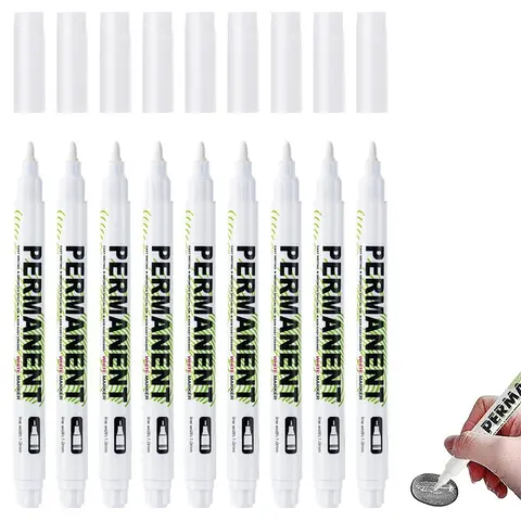 10Pcs 방수 흰색 마커 펜 알코올 페인트 유성 타이어 그림 낙서 펜 패브릭 나무 가죽에 대 한 영구 젤 펜 1.0MM