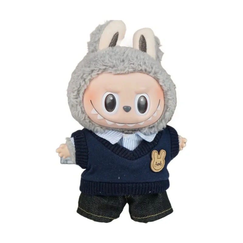 Caja ciega de ropa para muñeca de caballero, 17cm, colgante para muñeca Labubu, tema de cafetería, juguete para niños, conjunto de accesorios de moda