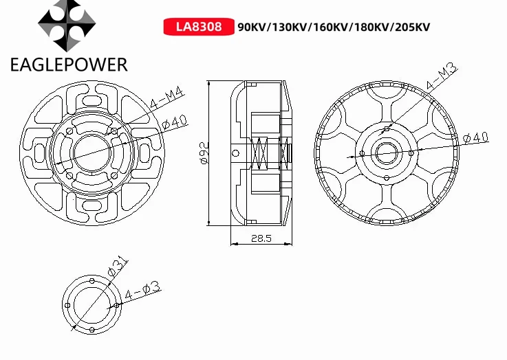 EaglePower LA8308 KV90 KV130 KV160 KV180 KV205 High Power Loading Brushless Motor for Multirotor Large Agricultural Drone