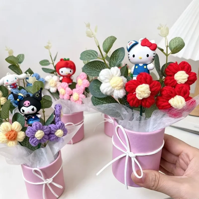 Genuine Sanrio Characters With Artificial Flower Creative Hugging Bucket Bouquet Christmas Valentine Birthday Gifts For Girls image 4