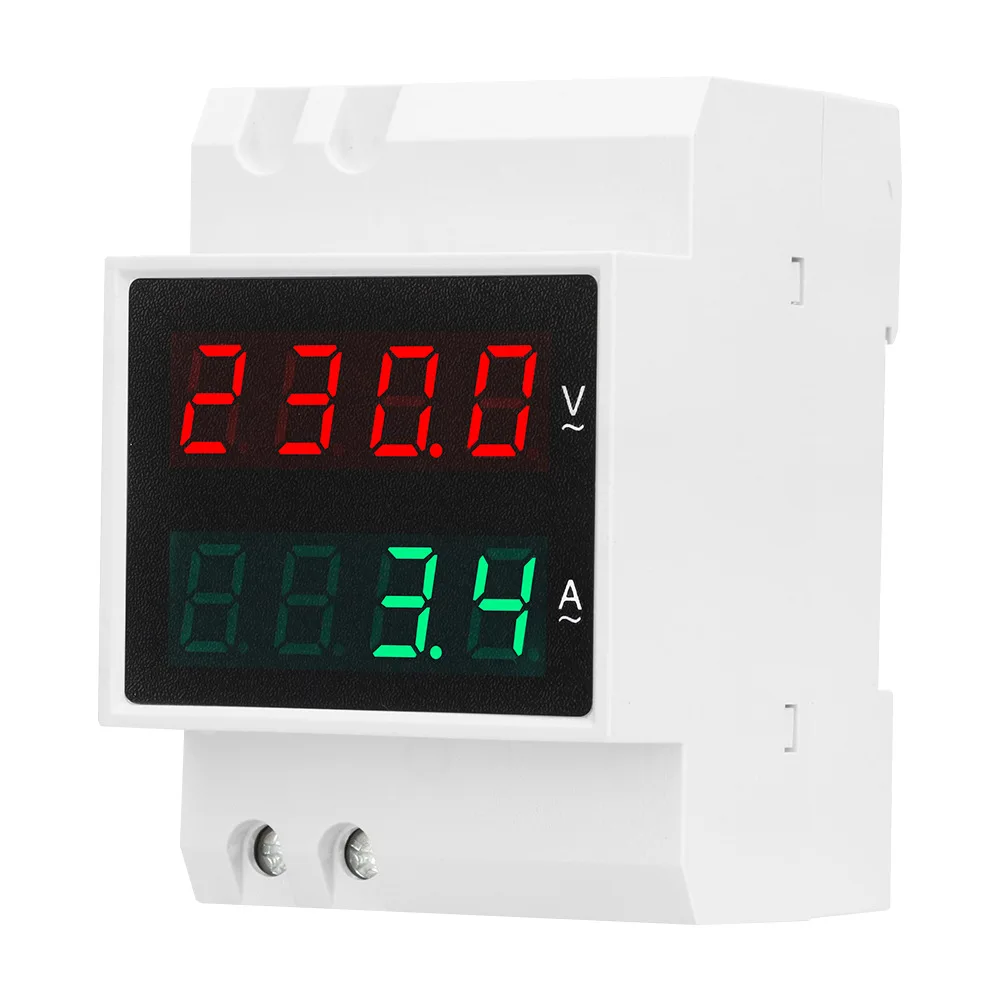 

Single Phase Ammeter 80-500V Voltage Meter Modular Voltmeter Gauge Current Indicator Volt Amp Monitor for Din Rail Installation