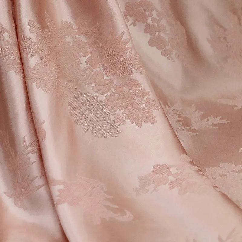 

Silk elastic crepe jacquard fabric with pleated new Chinese-style clothing
