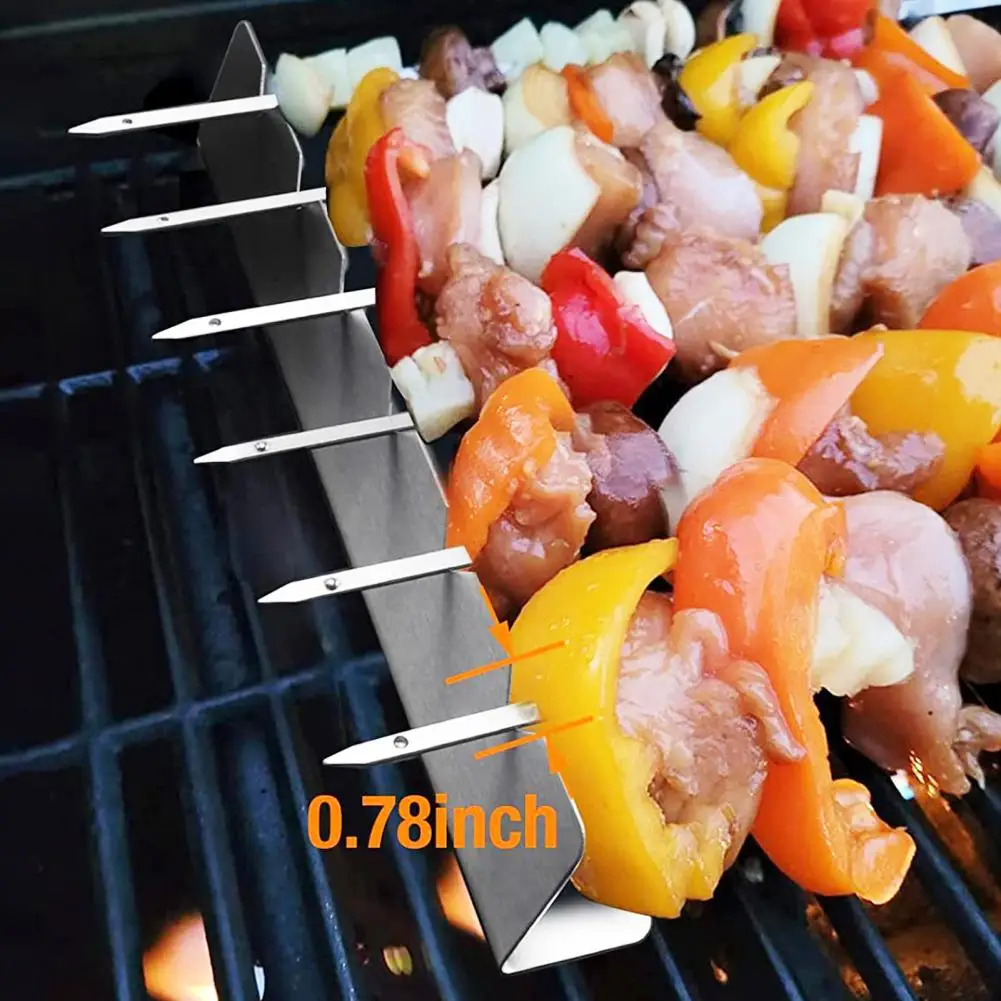 2Pcs Kebabs rak tusuk sate ramah lingkungan barbekyu panggang tusuk sate Set anti-cacat BBQ tusuk sate berdiri