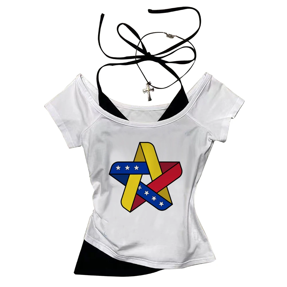 Venezuela cropped top shoujo goth emo korean fashion gothic t-shirt cute meme dollette summer baddie