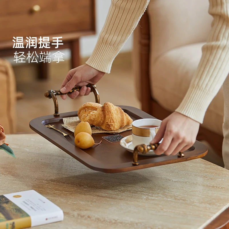Dinner plate, cup, tea tray, European-style living room rectangular teacup plate, high-end tray ornament