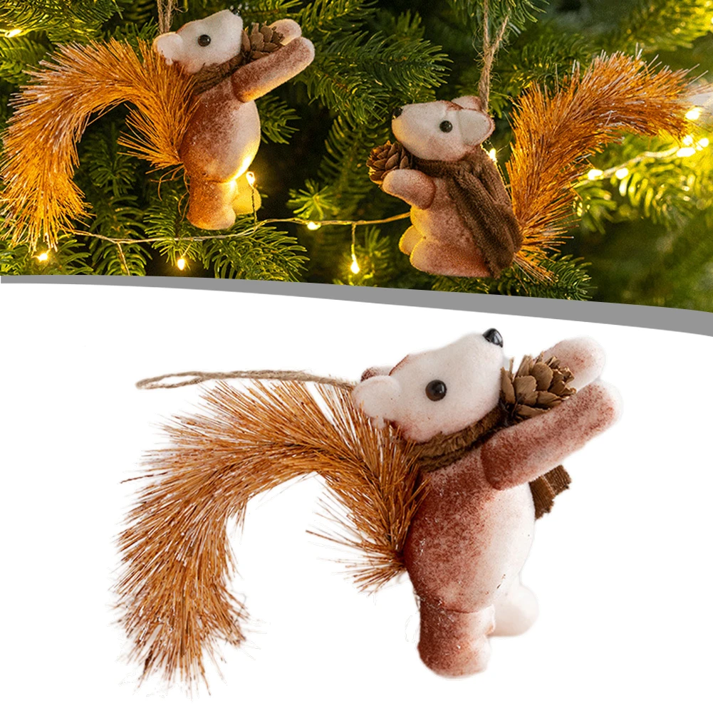 Small Squirrel Ornament Simulation Squirrel Christmas Tree Hanging Decorations Pinecone Ornaments For Christmas Tree Ront Door