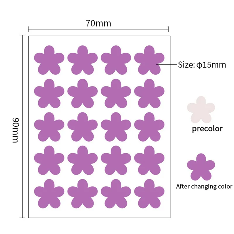 A59E-Purple ملصقات الأشعة فوق البنفسجية PET ملصقات الأشعة فوق البنفسجية للوقاية من الشمس، ملصقات رقع الشمس على شكل زهرة 15 مم للحماية من الأشعة فوق البنفسجية أرجواني (12