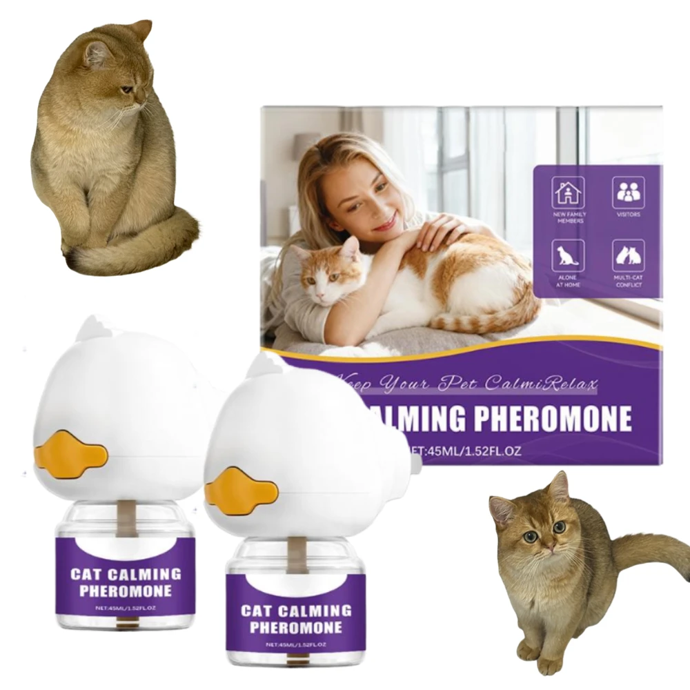 Difusor de Feromônios para Gatos, Dispositivo Calmante Emocional para Animais de Estimação, Plugue Elétrico, Alivia a Ansiedade, Reduz Arranhões, Spray Calmante