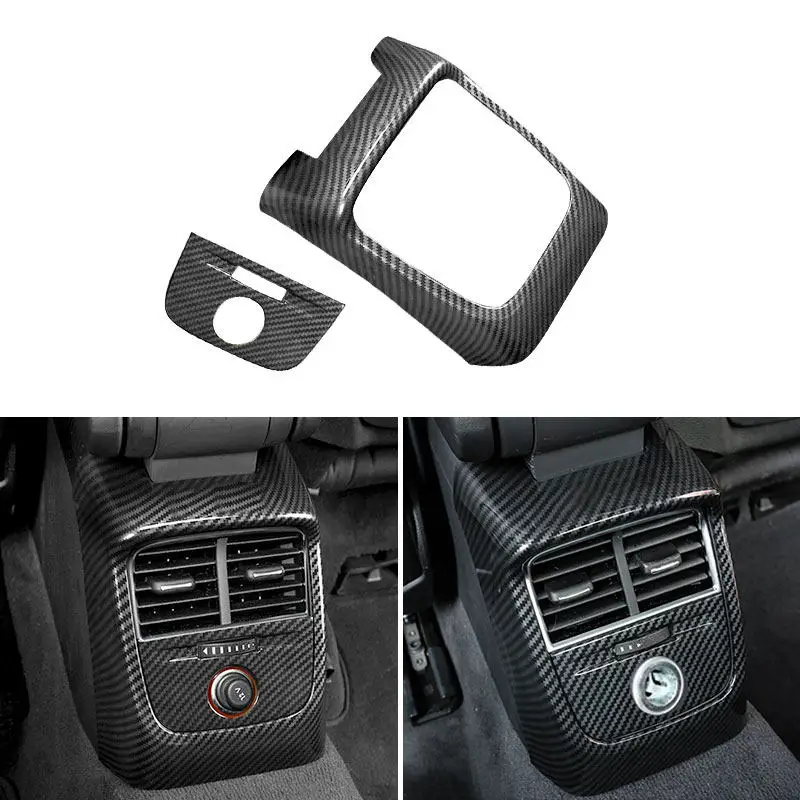 

For Audi A3 8V S3 RS3 2014 2015 -2018 ABS Carbon Fiber Rear Air Conditioner Vent Outlet Anti-kick Panel Trim Car Accessories