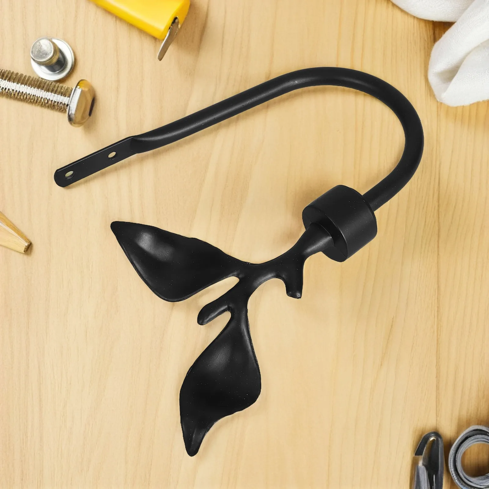 2Pcs Decorative Leaf Shaped Metal Curtain Holdbacks Wall Mounted Zinc Alloy Drapery Hooks for Home Office Bathroom Decor