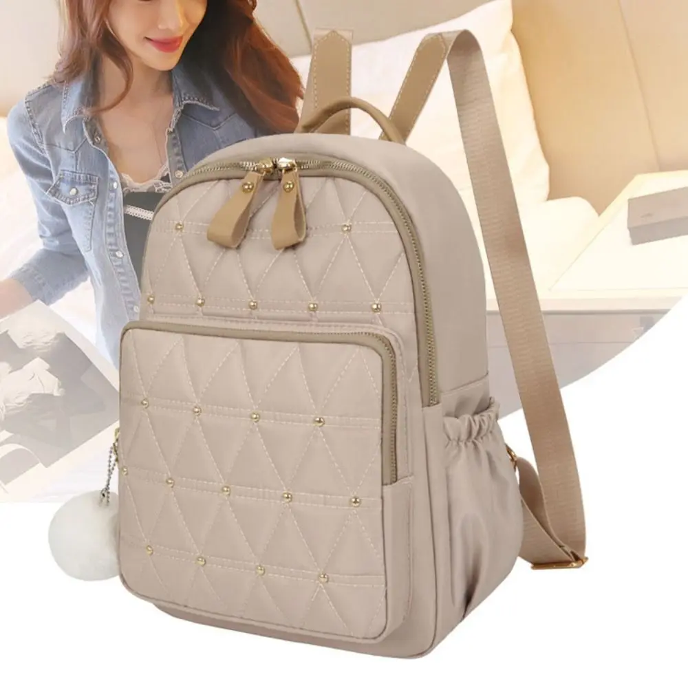 

Fashion Classic Grid Shoulder Bag Vintage Elegant Women Backpack Handbag Multiple Pockets Nylon Travel Bag Casual Wear