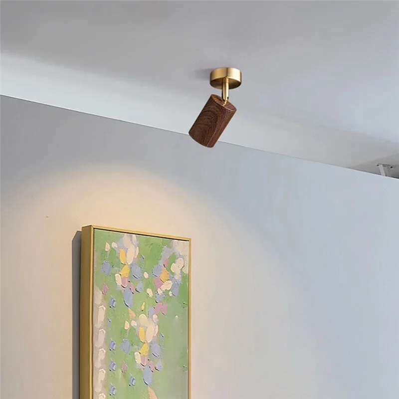 

ABLJ Walnut Small Ceiling Lamp Led Spot Light Mounted Adjustable Angle Aluminum Material