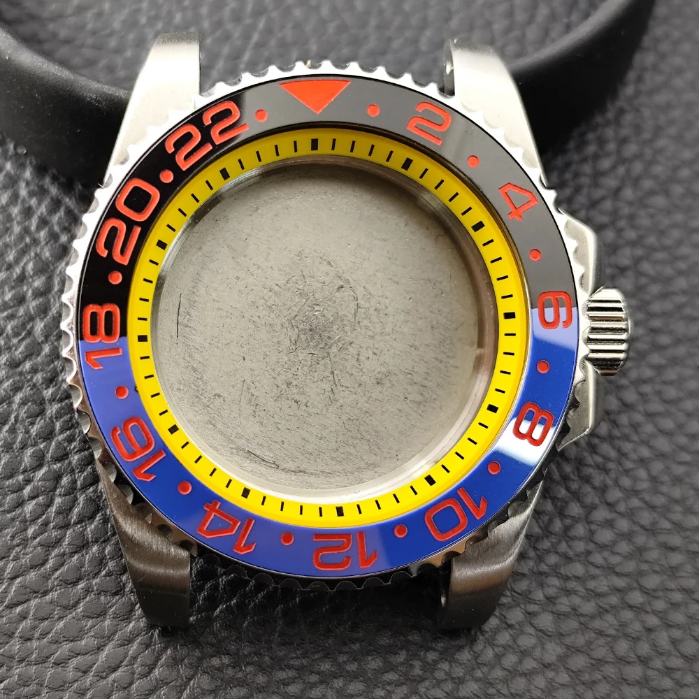 NH35 High-quality 40.5mm Silvery GMT Have Chapter Ring Steel Case Fit NH34 NH35 NH36 Movement Sapphire Glass Watch Box image 3