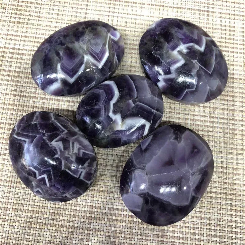 Natural Dream Amethyst Quartz Crystal  Heart Shape Polished Palm Stone Healing Crystals Wholesale Home Decoration 1pcs