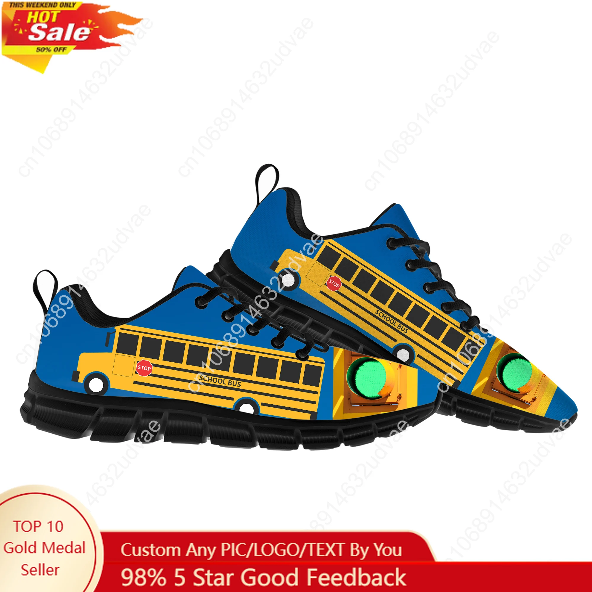 

Yellow School Bus Printed Sports Shoes Mens Womens Teenager Sneakers Lightweight Casual Hiking Sneaker Custom Built Shoes