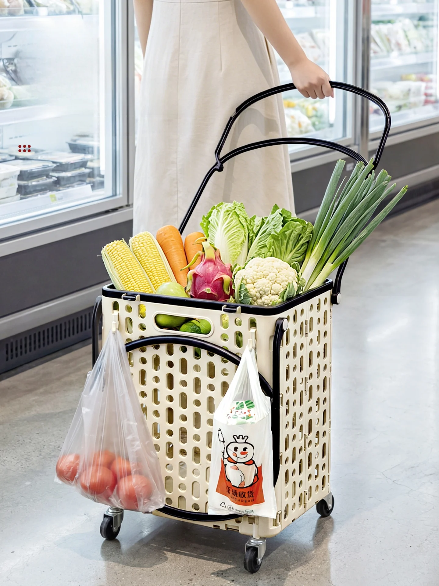portable-shopping-cart-camping-hand-pulling-small-trolley-lightweight-foldable-plastic-caddy-for-home-and-grocery-use