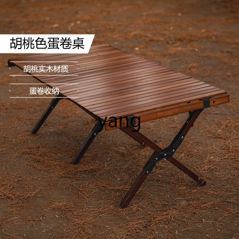 XYY outdoor folding camping picnic solid wood portable beech barbecue table