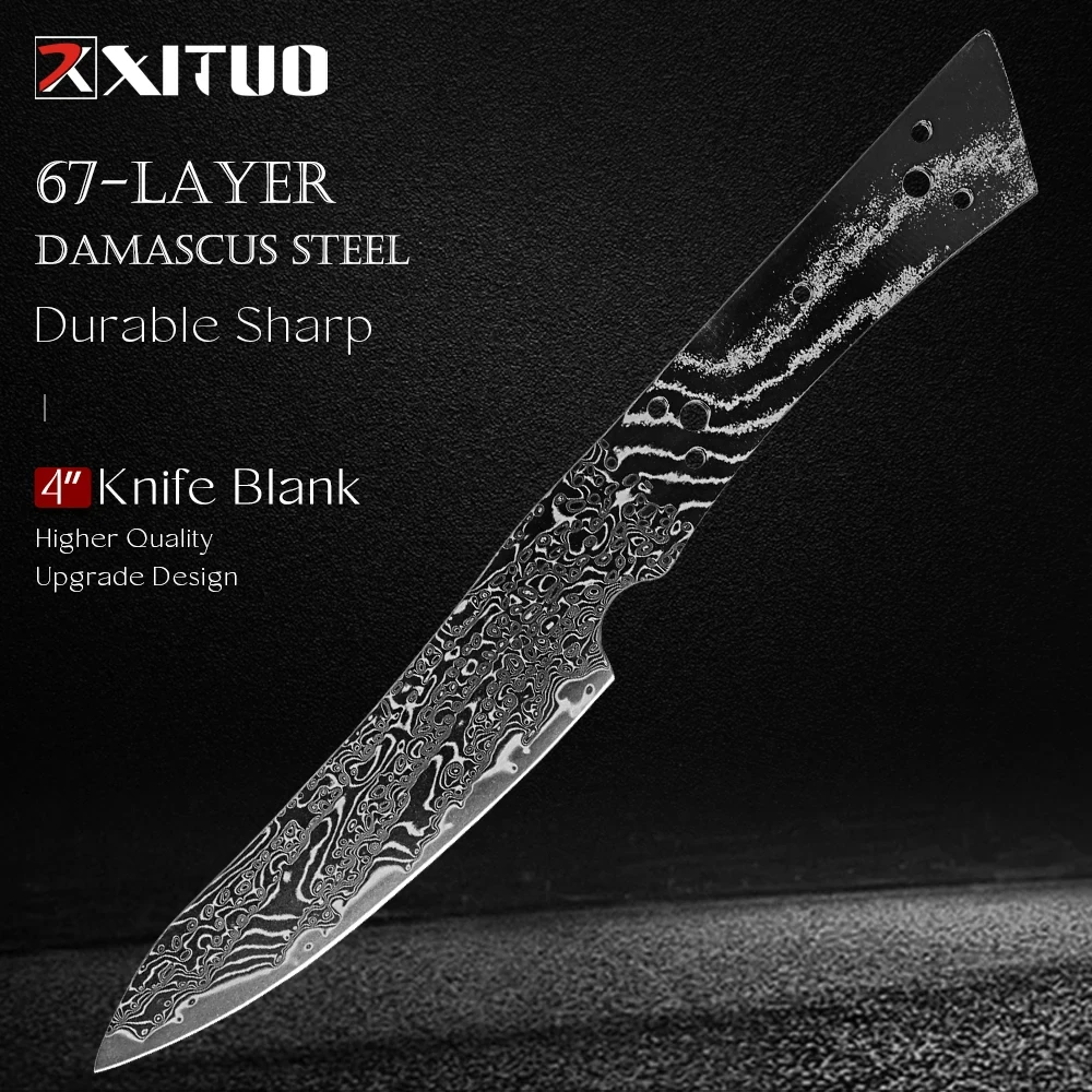 

XITUO Black Blade Damascus Steel Blanks Utility Fruit Knife Blank Blade for Knife Making,DIY Full Tang Ultra Sharp Blank Blade