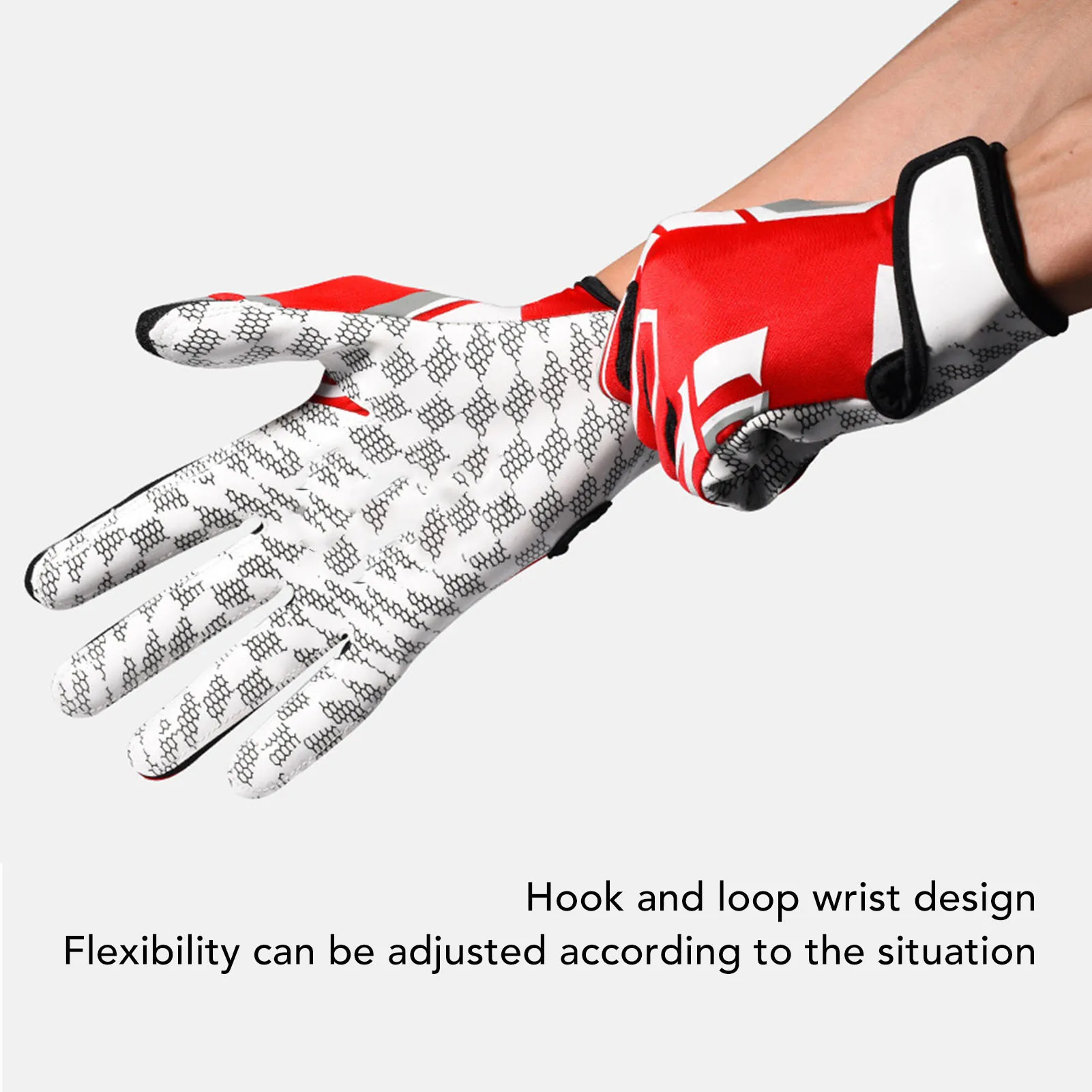 Sports Protective Gloves Meshed Fingertips Red Non Slip Moderately Thick Baseball Batting Gloves Soft Silicone for Court Game view 6