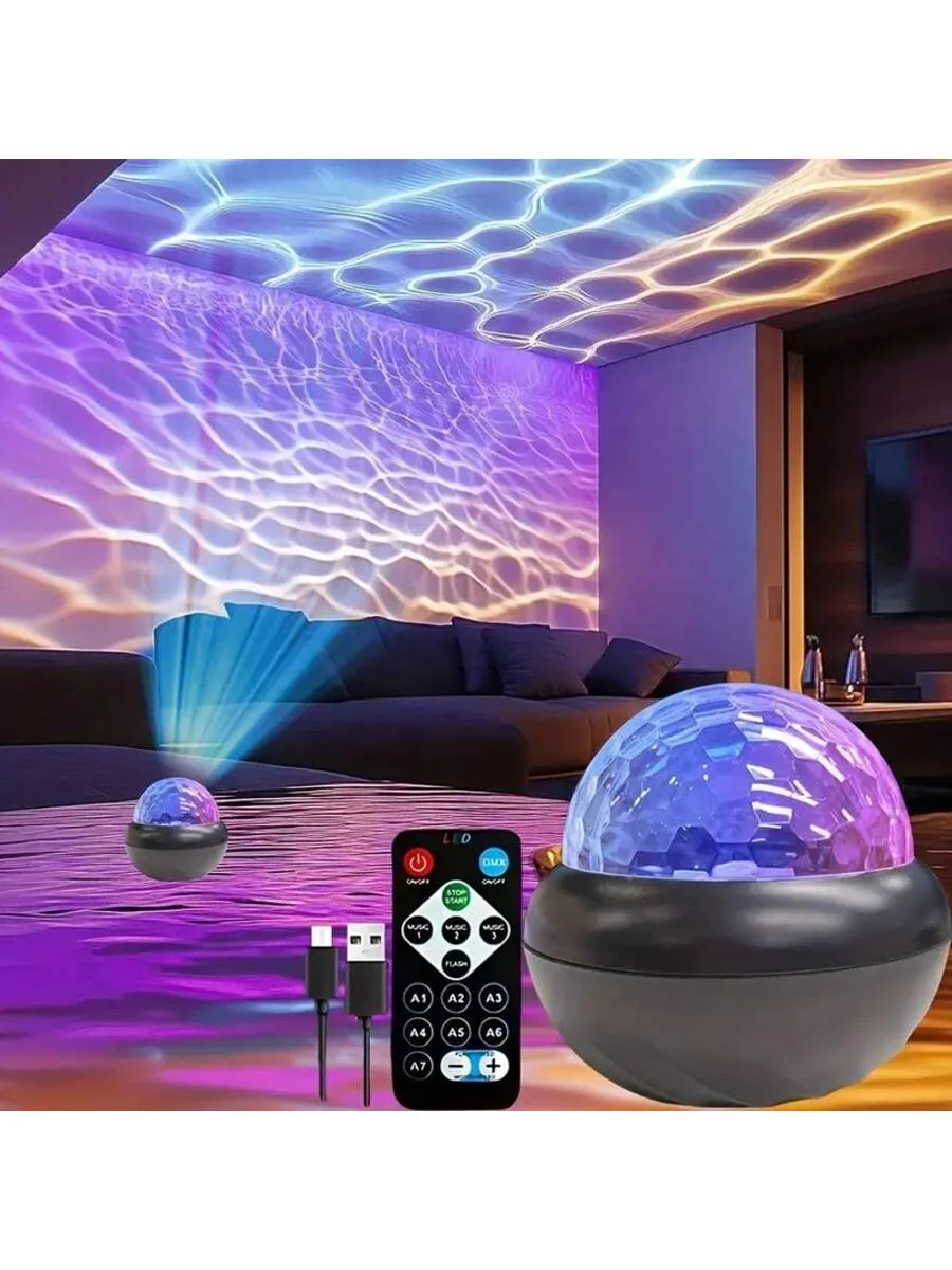 LED Water Ripple Desk Lamp: Color - changing, remote - controlled, USB - powered, RGB, night sky effect, ambient lighting. Ideal