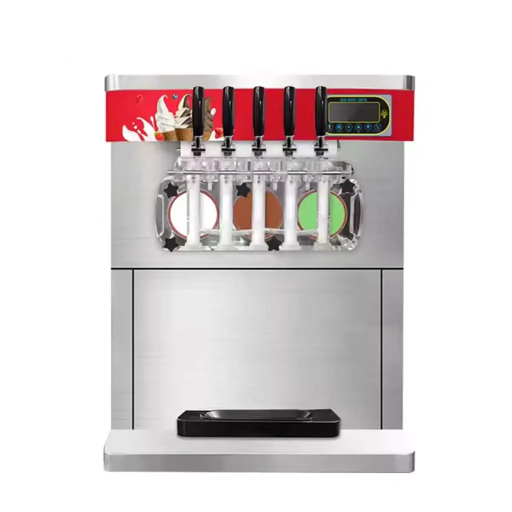 Commercial Portable Snack Ice Cream Machine 5 Flavors 3+2 Mix Soft Serve Frozen Yogurt Quality Commercial Ice Cream Maker
