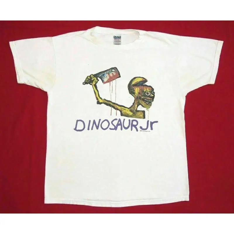تي شيرت أبيض جديد من Dinosaur Jr مصنوع من القطن مقاس كامل S 5XL