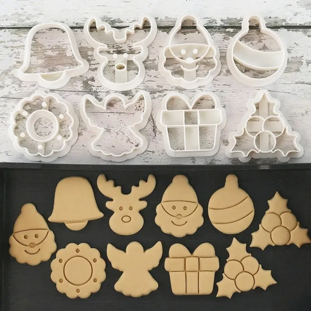 8Pcs Cute Bear Santa/reindeer Easter Bunny Chick Dinosaur Cutter Biscuit Baking Mold Halloween Animals Baking Cookie Tool Party - view 5