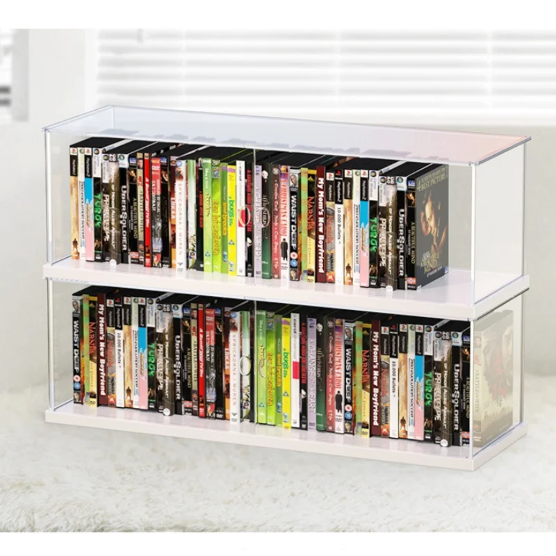 1pcs Transparent Glass Display Box DVD/CD Storage Box Suitable For Toy Dolls Collectibles Dustproof Protection Display Cabinet