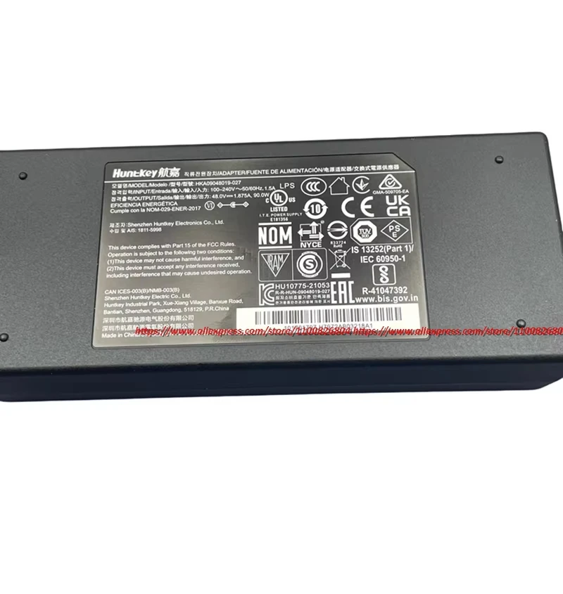 الأصلي OEM Huntkey 48 فولت 1.875A 90 واط التيار المتناوب تيار مستمر محول ل Hikvision NVR-108MH-C/8P PoE NVR شاحن التيار الكهربائي HKA09048019-027