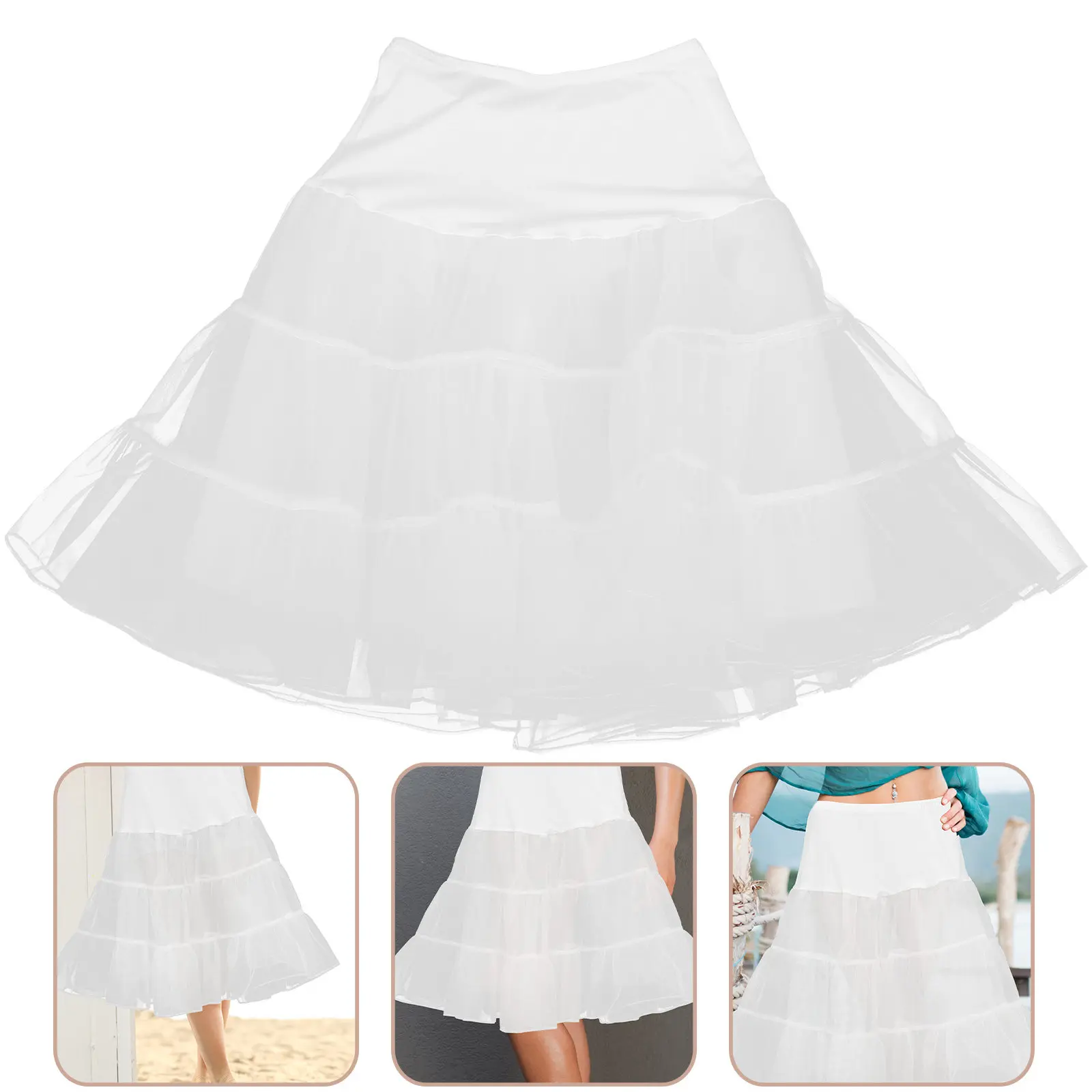 Girls Women Petticoat Dress Underskirt Elastic Wedding Prom Party Tutu Skirt Lightweight Support Cosplay Costume