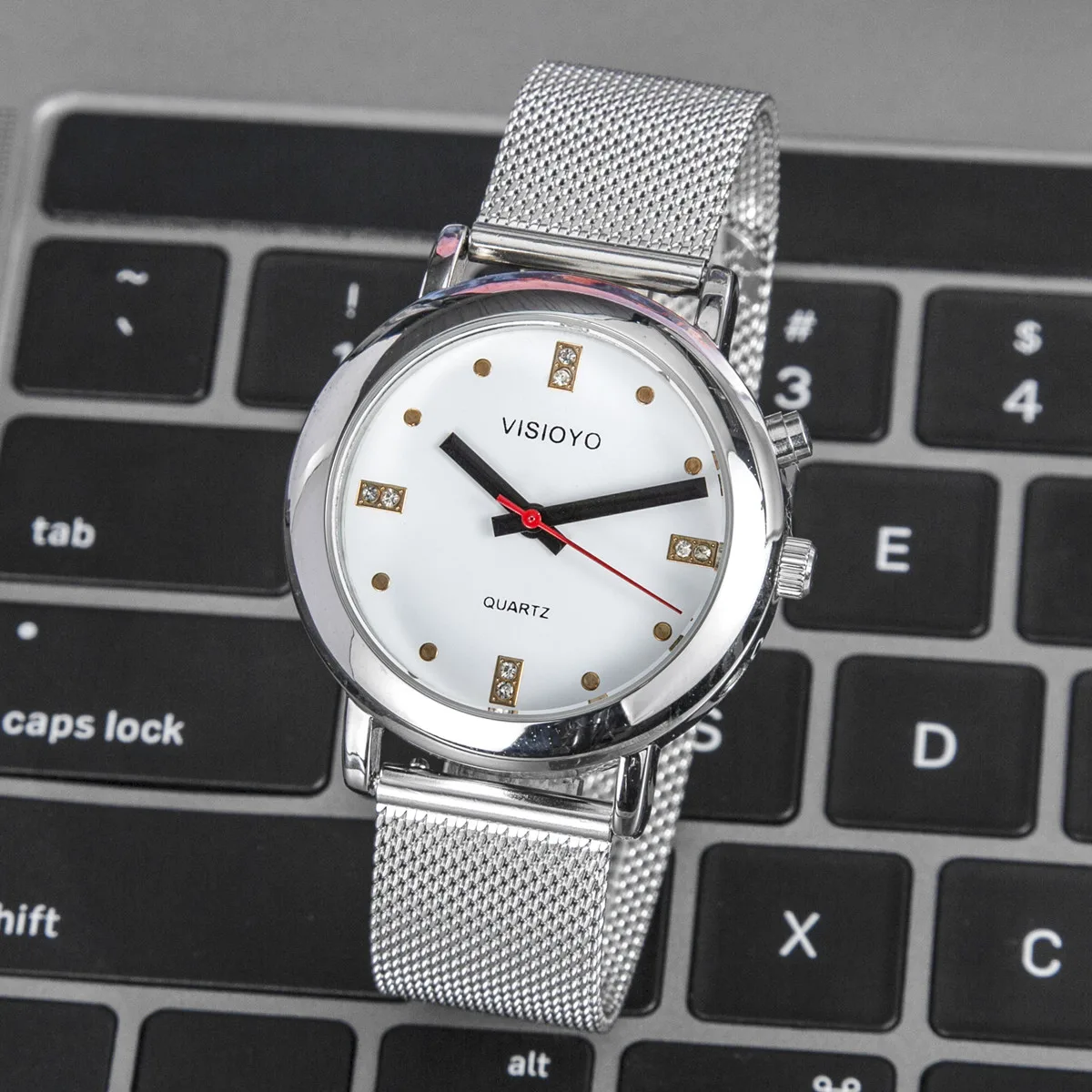 German Talking Watch with Alarm, Speaking Date and Time, White Dial TGSW-27