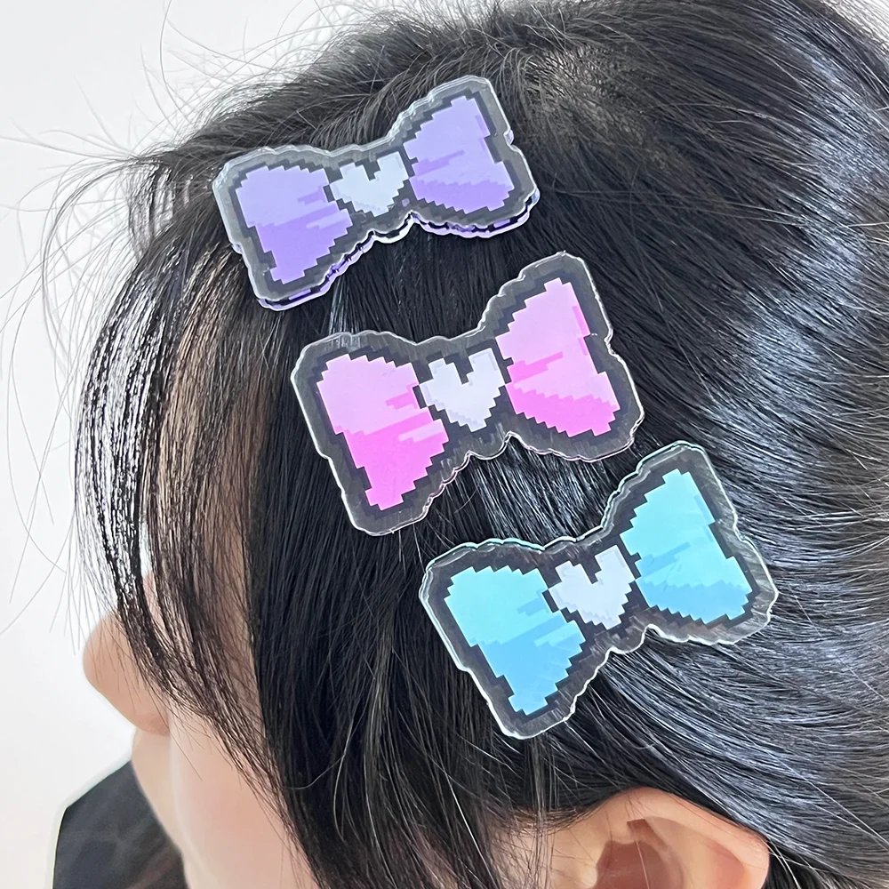 Game NEEDY GIRL OVERDOSE KAnge Rain Cosplay Hairpin Girl Bow Hair Clip Acrylic Headwear Lolita Carnival Hair Accessories