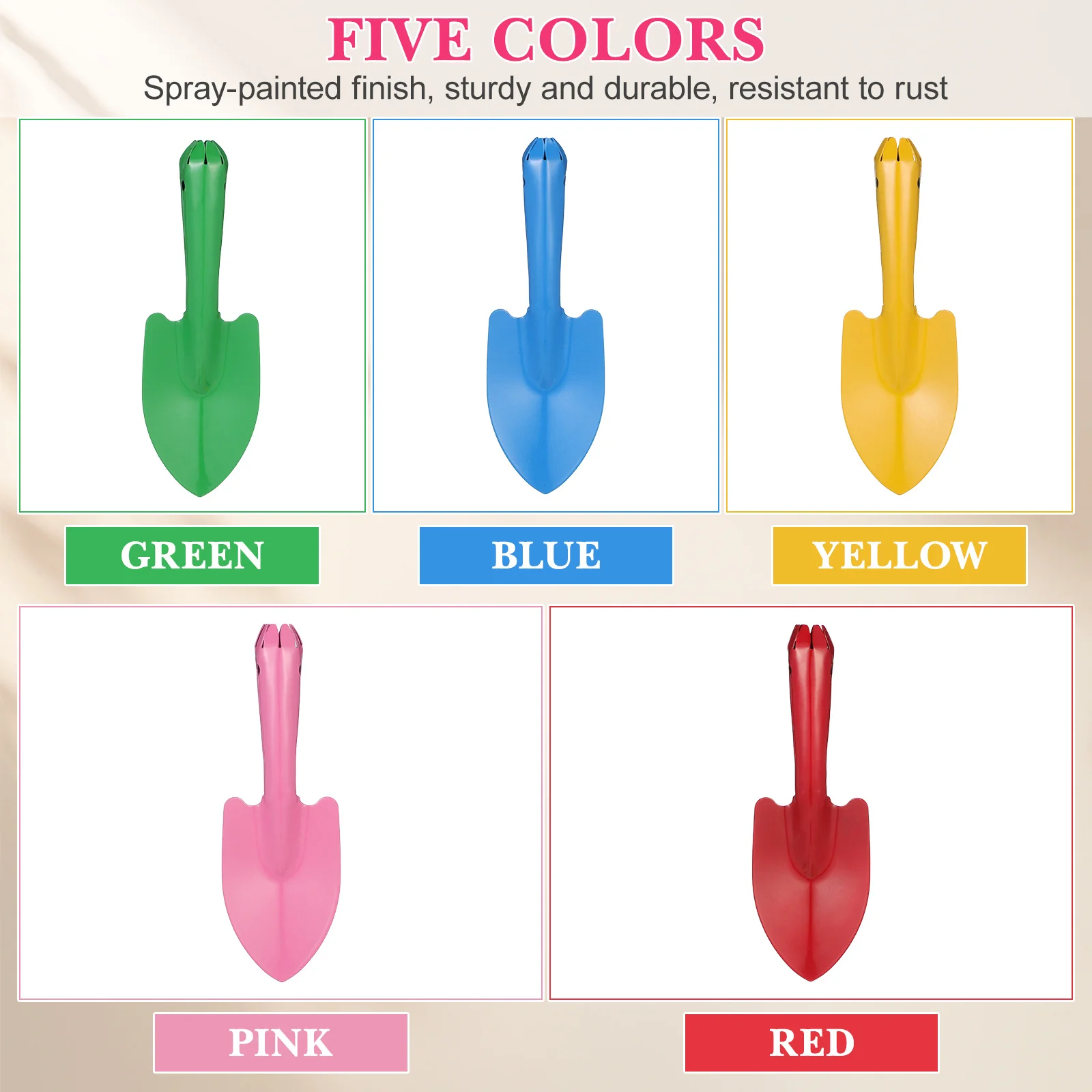 5 قطعة مجموعة أدوات حديقة صغيرة ملونة مجرفة حديد لزراعة الزهور ونباتات داخلية للأطفال والتخييم في الهواء الطلق #5