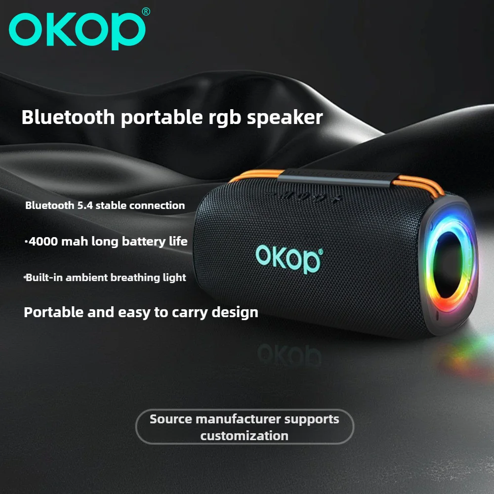 مكبر صوت بلوتوث OKOP، سطح مكتب منزلي، محمول خارجي، محمول باليد، إضاءة RGB مع مضخم صوت، مكبر صوت للحفلات الخارجية، TF USB LED #2