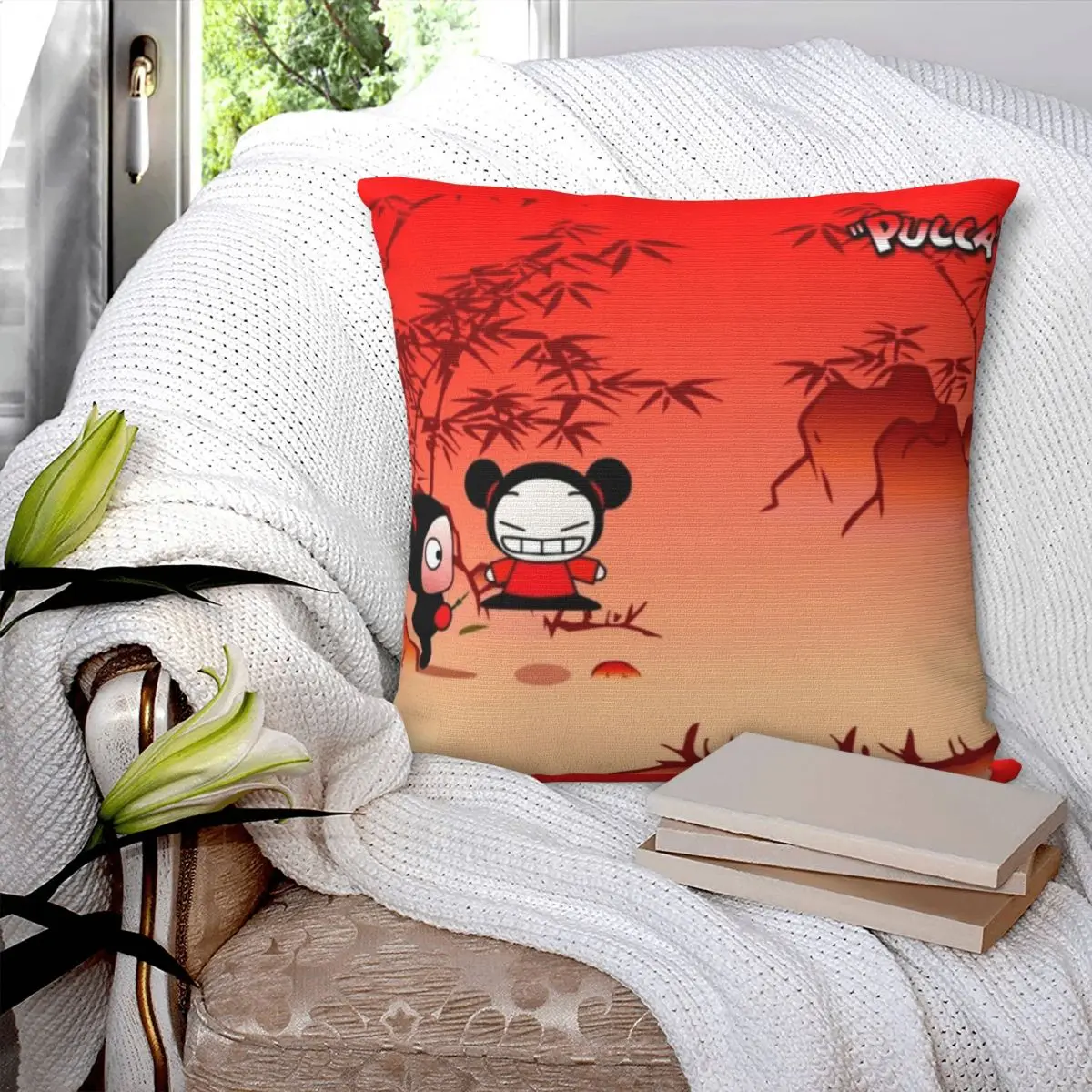 Pucca Mouse Pad Ecpuezpvoei Square Pillowcase Pillow Cover Polyester Cushion Decor Comfort Throw Pillow for Home Living Room