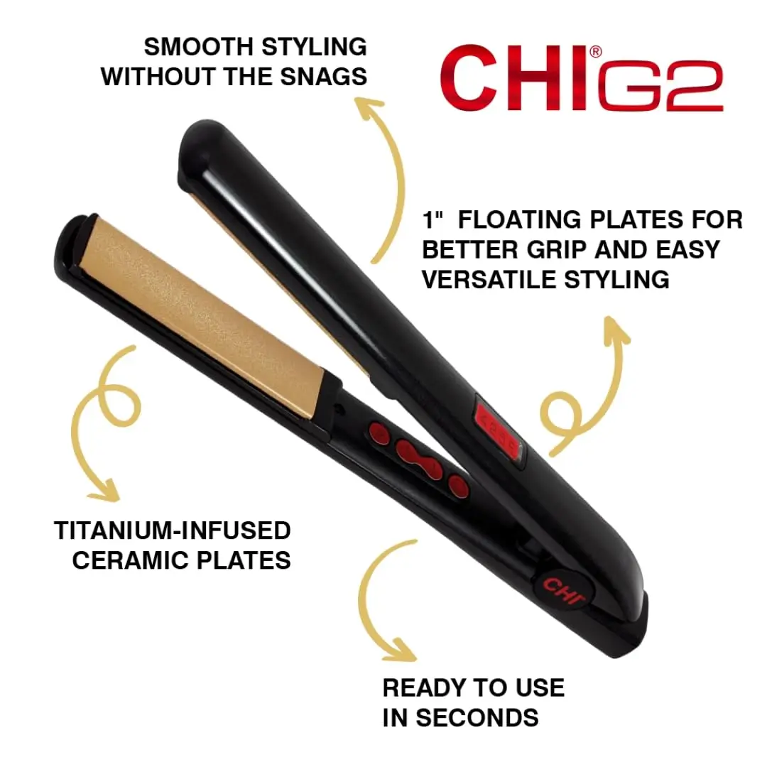 CHI G2 Digital Flat Iron, Straightening Hairstyling Iron For Smooth, Silky Hair, Titanium Infused Ceramic 1