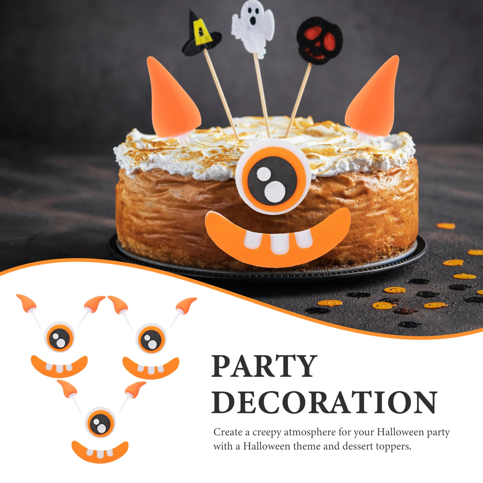 

3 Sets Small Cake Little Monster Card Insert Child Decoration Dessert Picks Plastic Halloween Topper