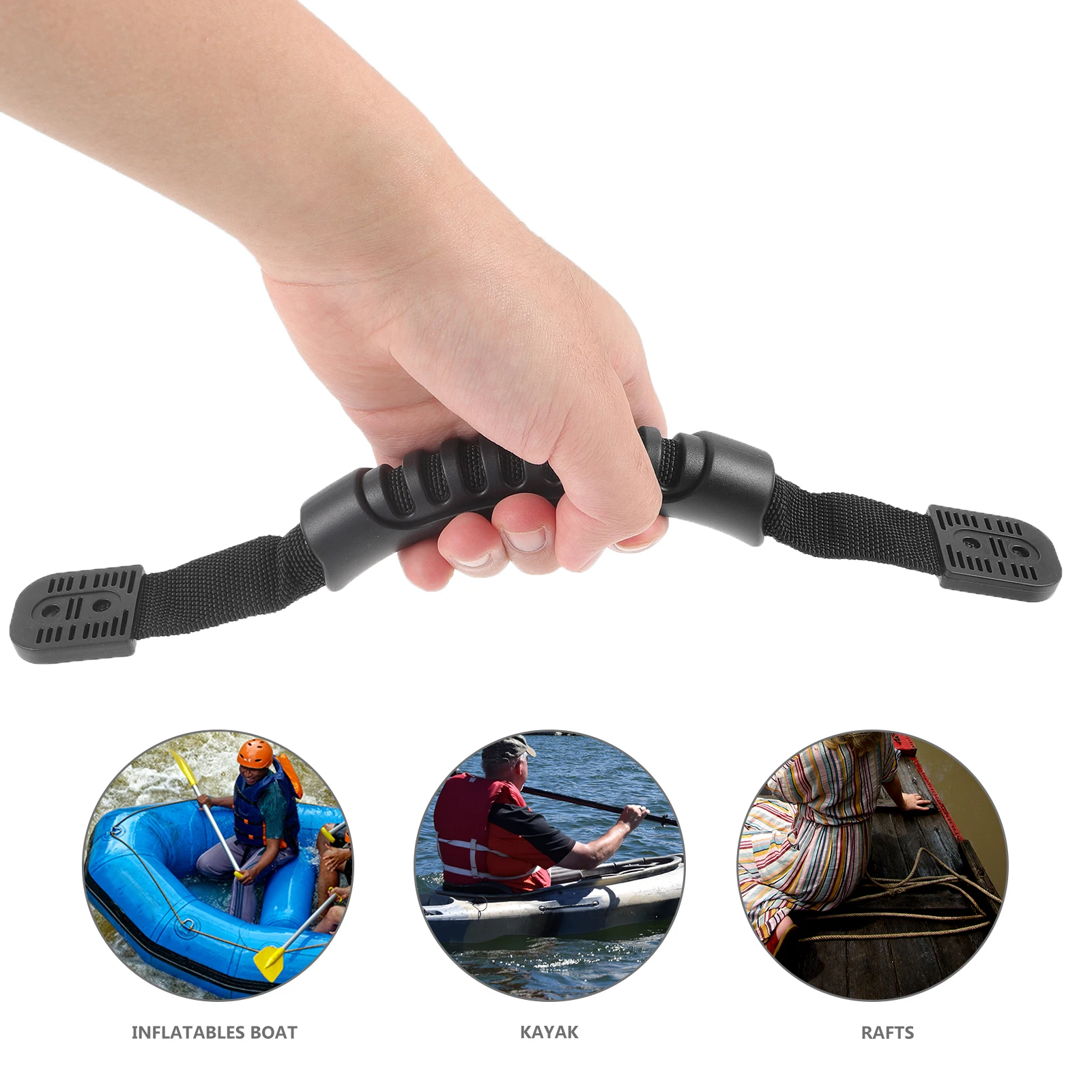 

Handle Bag Handles for Kayak Canoe Boat Side Non-slip Carrying Black Replacement
