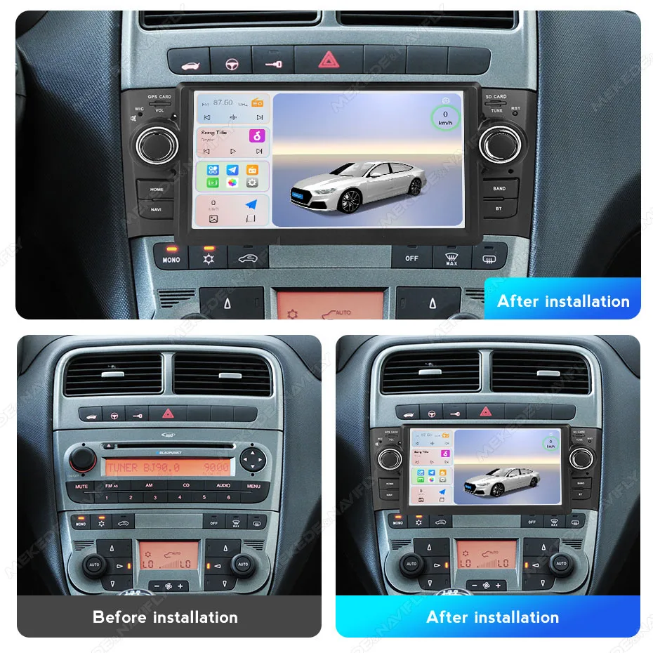 Navifly Android 15 Car Radio Multimedia Player For Fiat Grande Punto Linea 2007-2012 Carplay Autoradio GPS Navi RDS FM RDS WIFI
