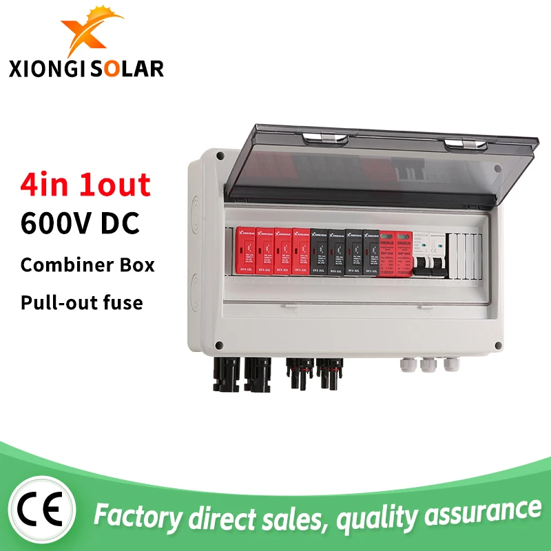 

Solar Photovoltaic PV Combiner Box 4-1-600V String IP65 PV Solar Surge Lightning Protection Outdoor Waterproof