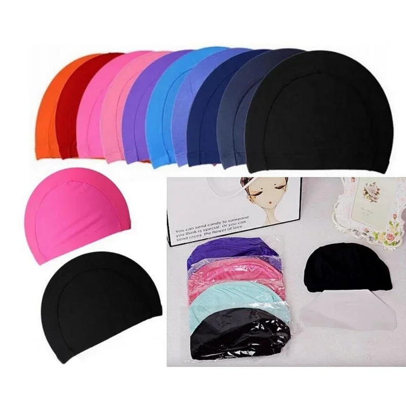 1Pcs Men Women Children Solid Color Sporty Ultrathin Bathing  Caps Protect Ears Long Hair Swimming Tools