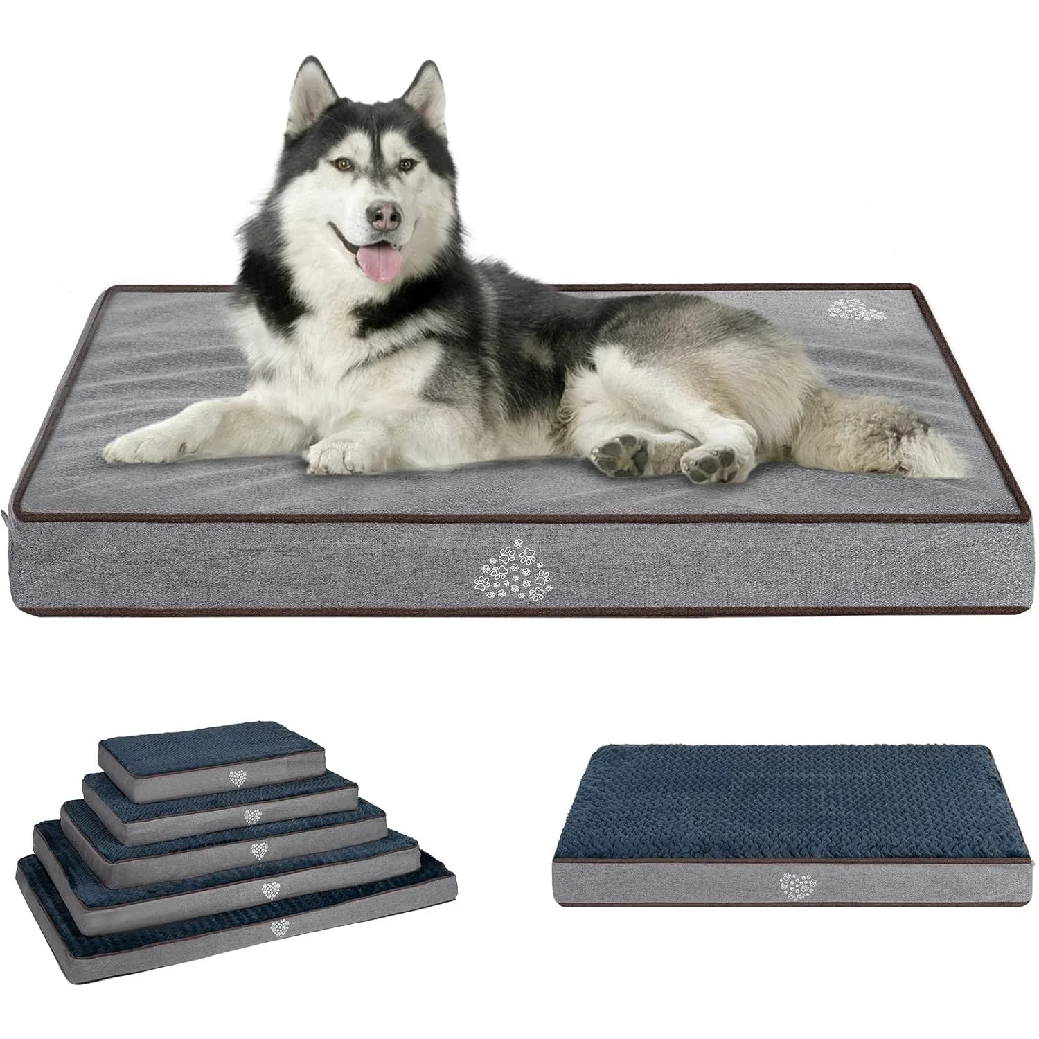 VANKEAN Dog Bed Soft Crate Pad Mat Reversible Cool & Warm, Washable Comfy Kennel Pad with Orthopedic Egg-Crate Foam