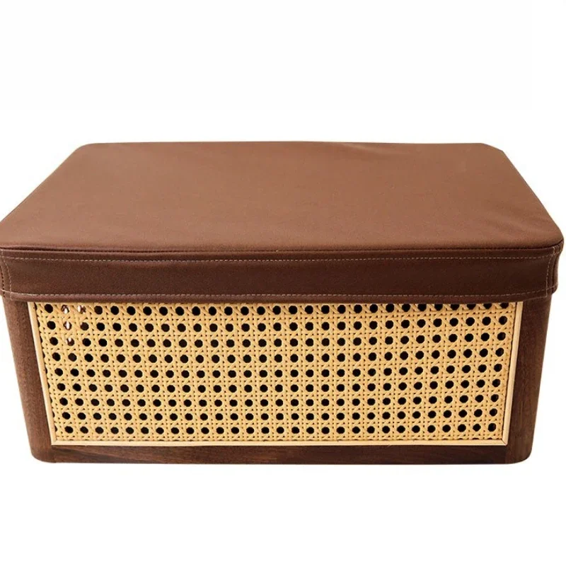 

North American black walnut rattan storage basket, home book finishing box, desktop storage box, handle woven storage
